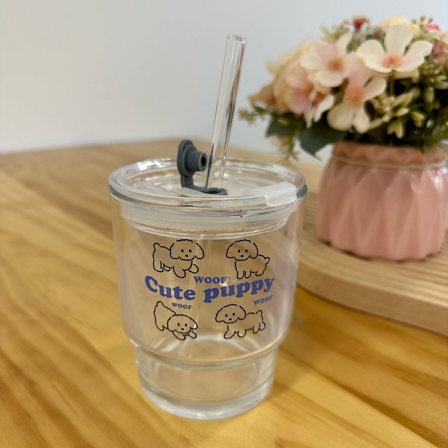Cute Puppy Glass Tumbler